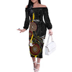 palyku-australia-lizard-aboriginal-art-off-the-shoulder-long-sleeve-dress