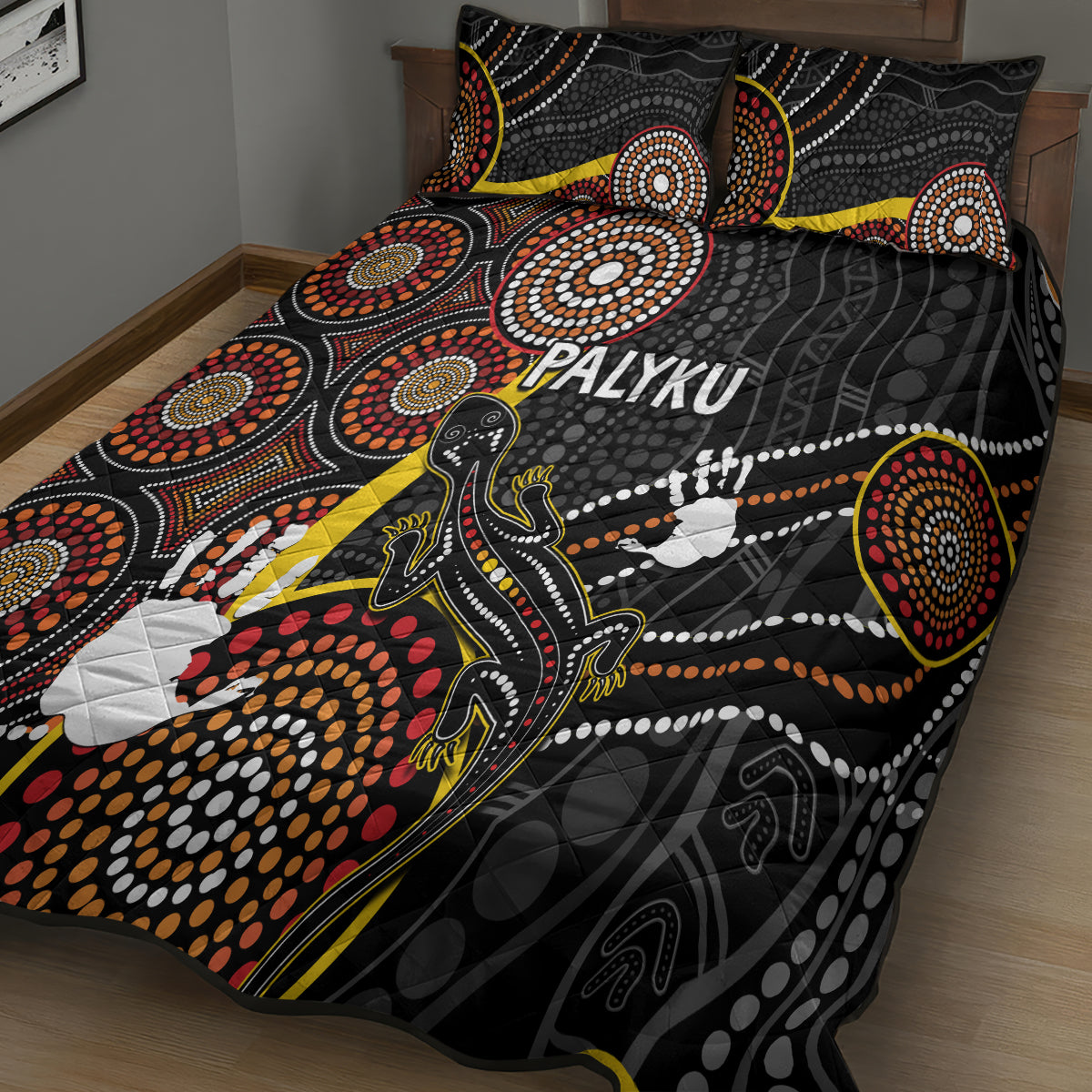 palyku-australia-lizard-aboriginal-art-quilt-bed-set
