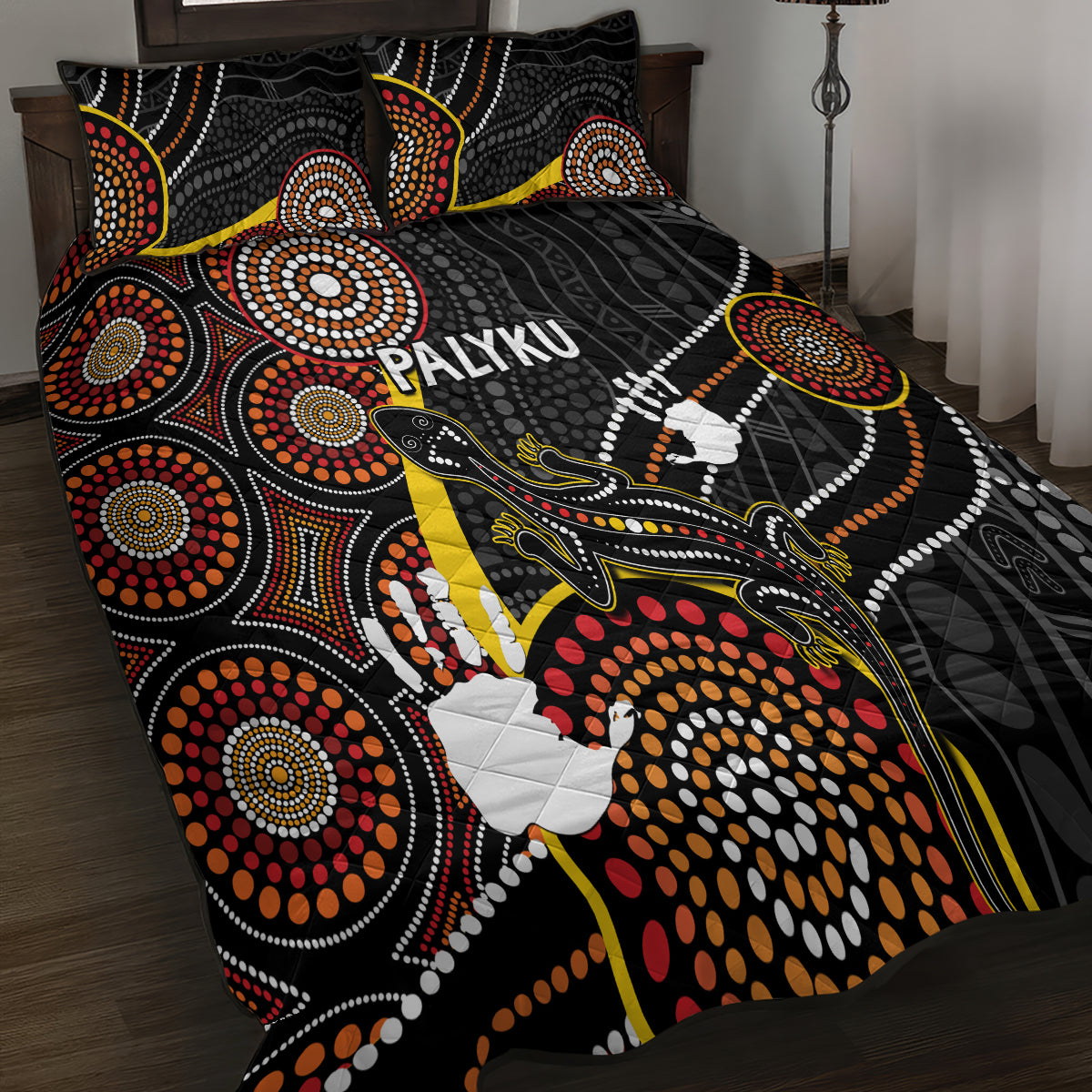 palyku-australia-lizard-aboriginal-art-quilt-bed-set