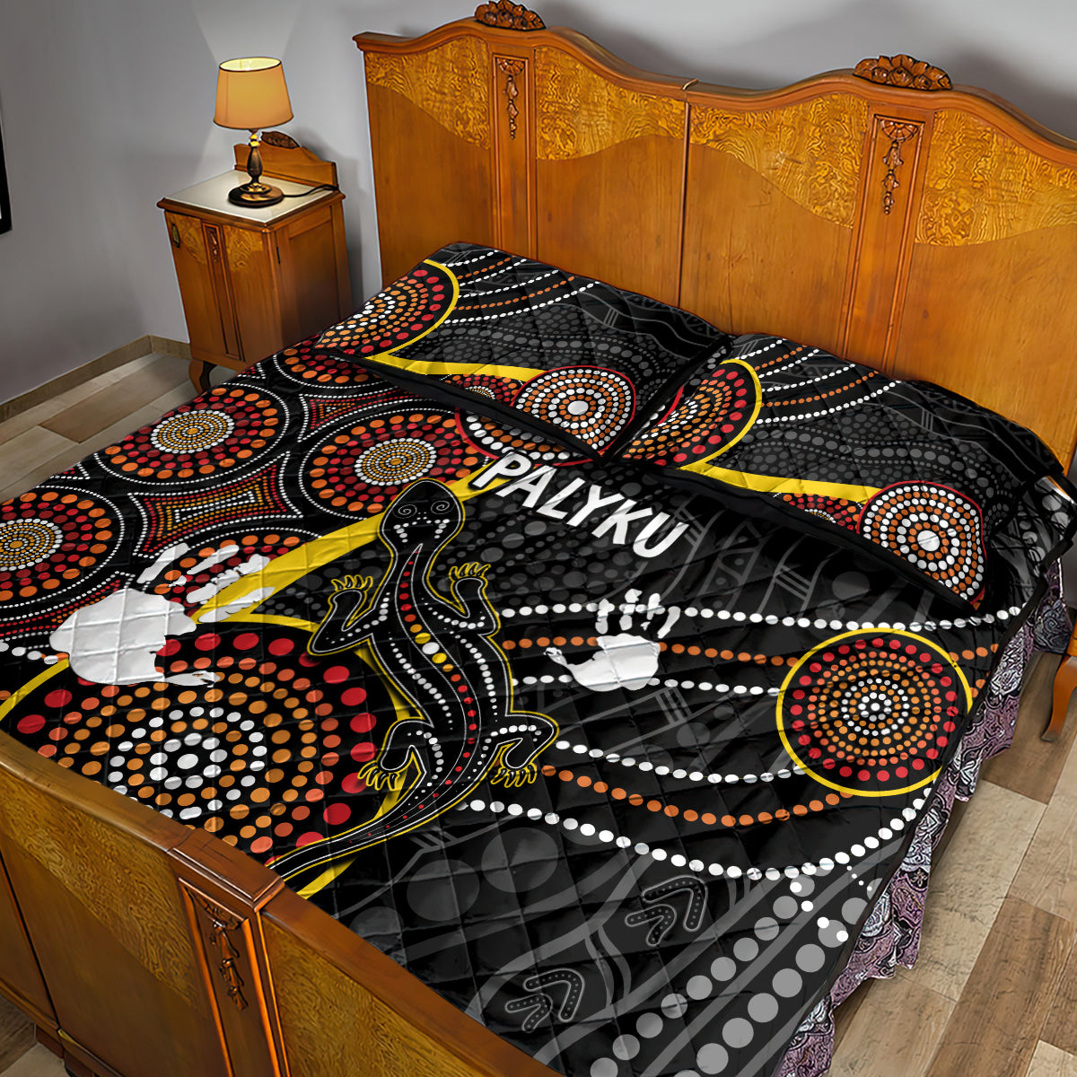 palyku-australia-lizard-aboriginal-art-quilt-bed-set