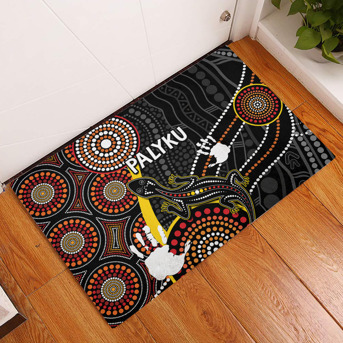 palyku-australia-lizard-aboriginal-art-rubber-doormat