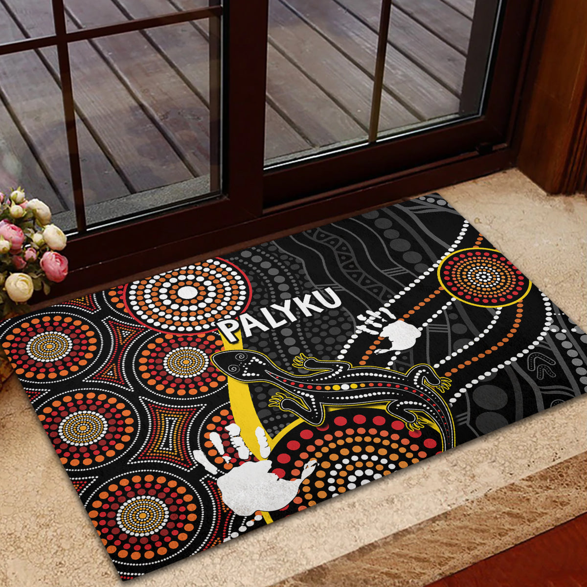 palyku-australia-lizard-aboriginal-art-rubber-doormat