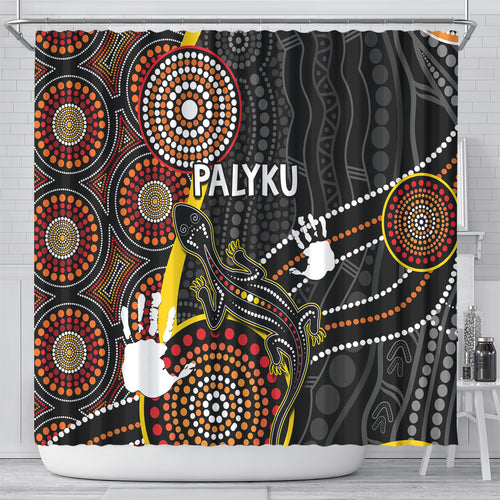 palyku-australia-lizard-aboriginal-art-shower-curtain