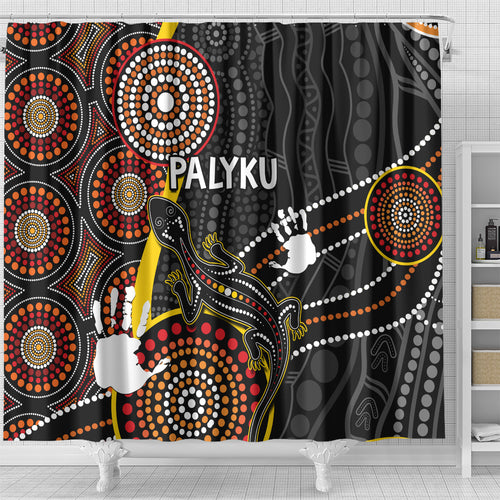 palyku-australia-lizard-aboriginal-art-shower-curtain