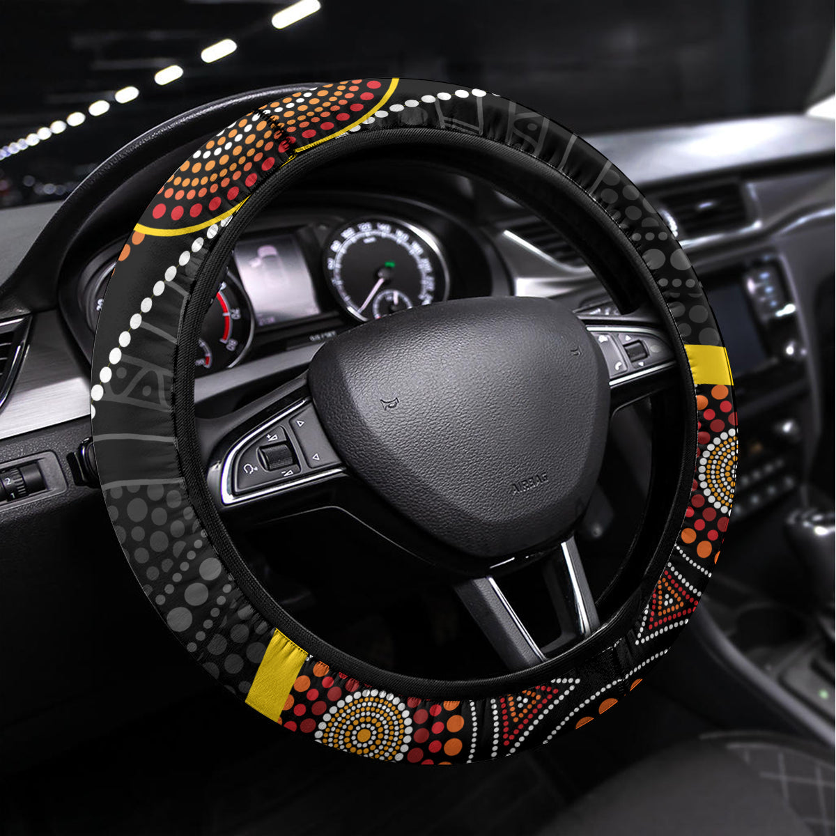 palyku-australia-lizard-aboriginal-art-steering-wheel-cover