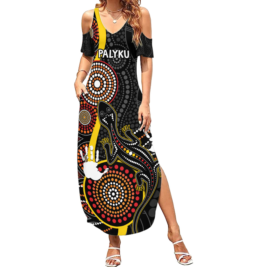 palyku-australia-lizard-aboriginal-art-summer-maxi-dress