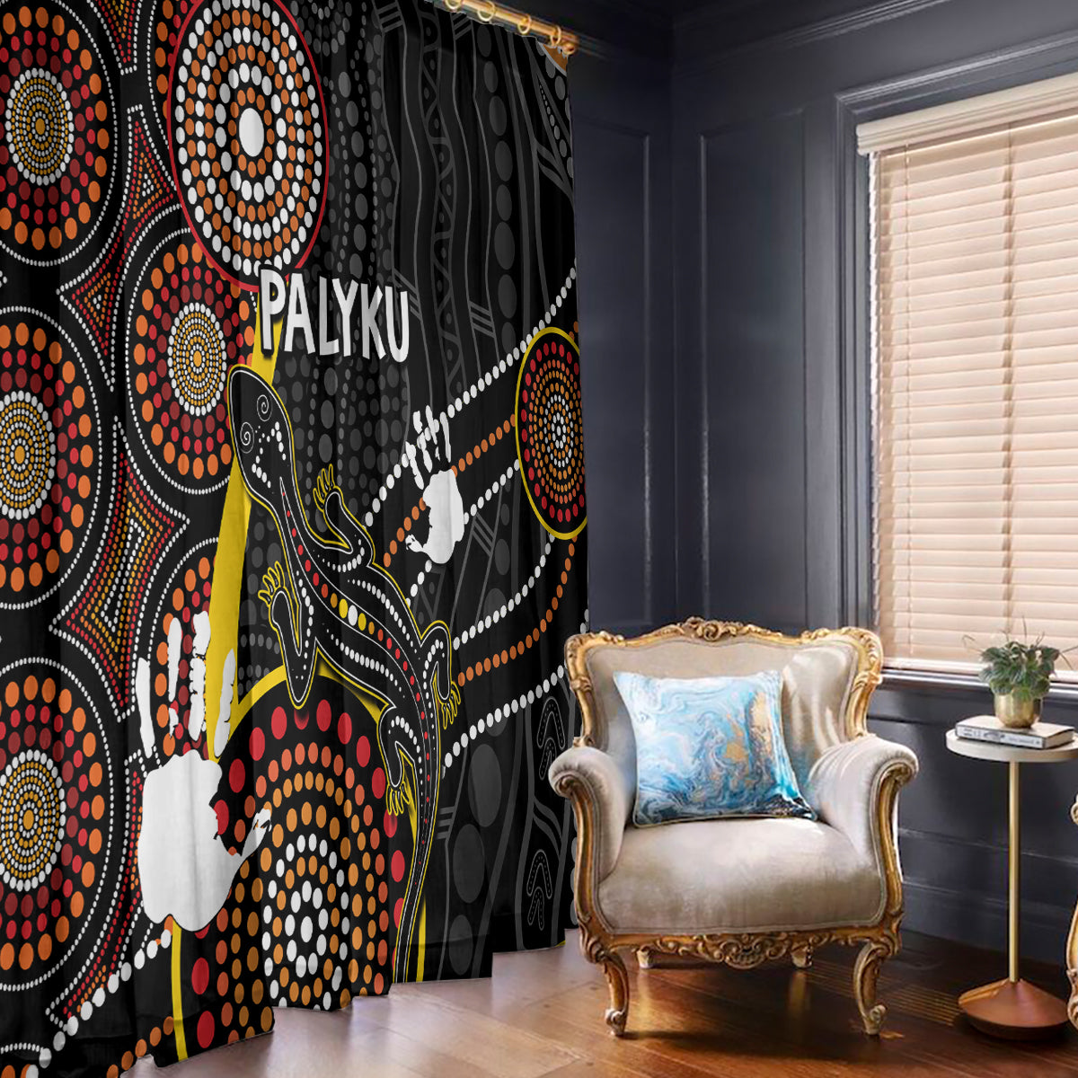 palyku-australia-lizard-aboriginal-art-window-curtain