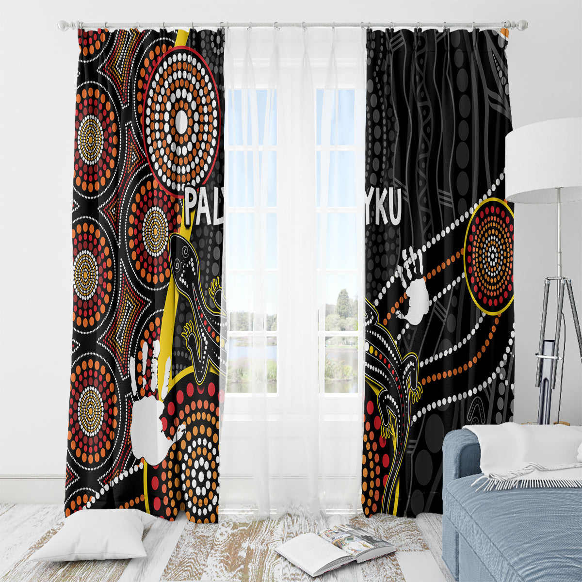 palyku-australia-lizard-aboriginal-art-window-curtain