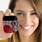 New Zealand AirPods Case Aotearoa Kowhaiwhai Mix Taniko Art - Red - Aussie Hoodie