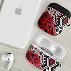 New Zealand AirPods Case Aotearoa Kowhaiwhai Mix Taniko Art - Red - Aussie Hoodie