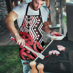 New Zealand Apron Aotearoa Kowhaiwhai Mix Taniko Art - Red - Aussie Hoodie