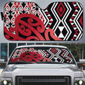 New Zealand Auto Sun Shade Aotearoa Kowhaiwhai Mix Taniko Art - Red - Aussie Hoodie