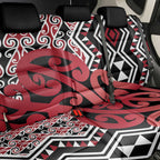 New Zealand Back Car Seat Cover Aotearoa Kowhaiwhai Mix Taniko Art - Red