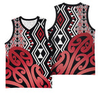 New Zealand Basketball Jersey Aotearoa Kowhaiwhai Mix Taniko Art - Red - Aussie Hoodie