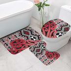 New Zealand Bathroom Set Aotearoa Kowhaiwhai Mix Taniko Art - Red - Aussie Hoodie