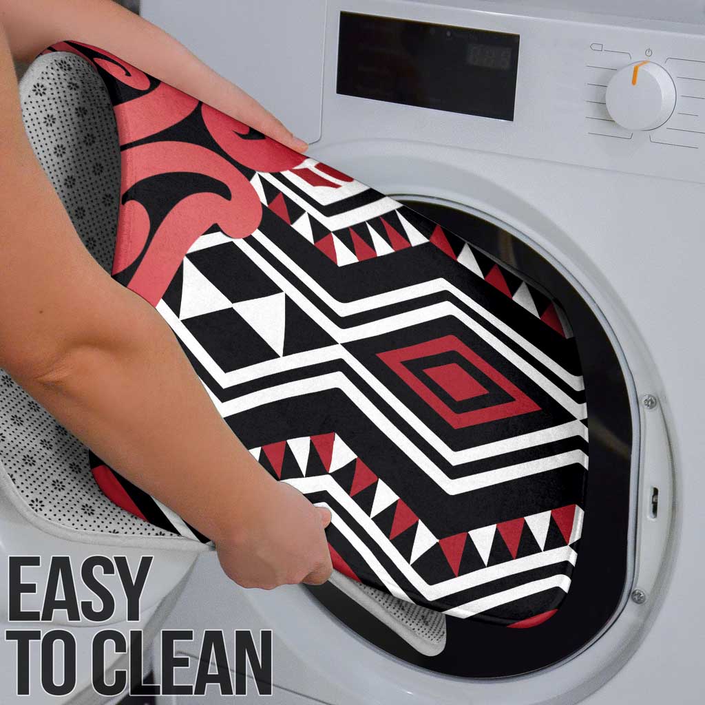 New Zealand Bathroom Set Aotearoa Kowhaiwhai Mix Taniko Art - Red - Aussie Hoodie
