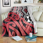 New Zealand Blanket Aotearoa Kowhaiwhai Mix Taniko Art - Red