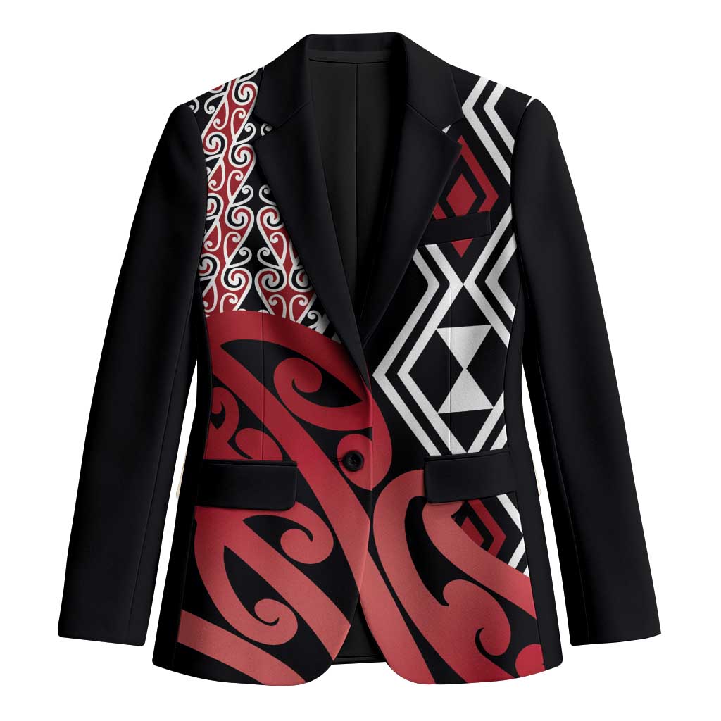 New Zealand Blazer Aotearoa Kowhaiwhai Mix Taniko Art - Red - Aussie Hoodie