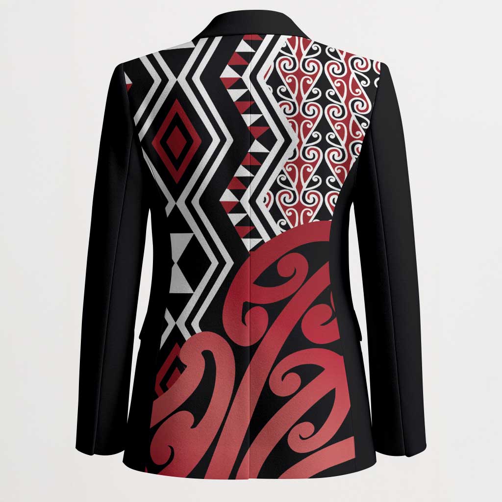 New Zealand Blazer Aotearoa Kowhaiwhai Mix Taniko Art - Red - Aussie Hoodie