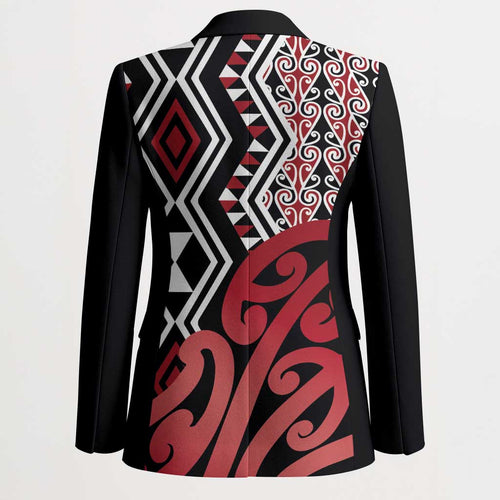 New Zealand Blazer Aotearoa Kowhaiwhai Mix Taniko Art - Red - Aussie Hoodie