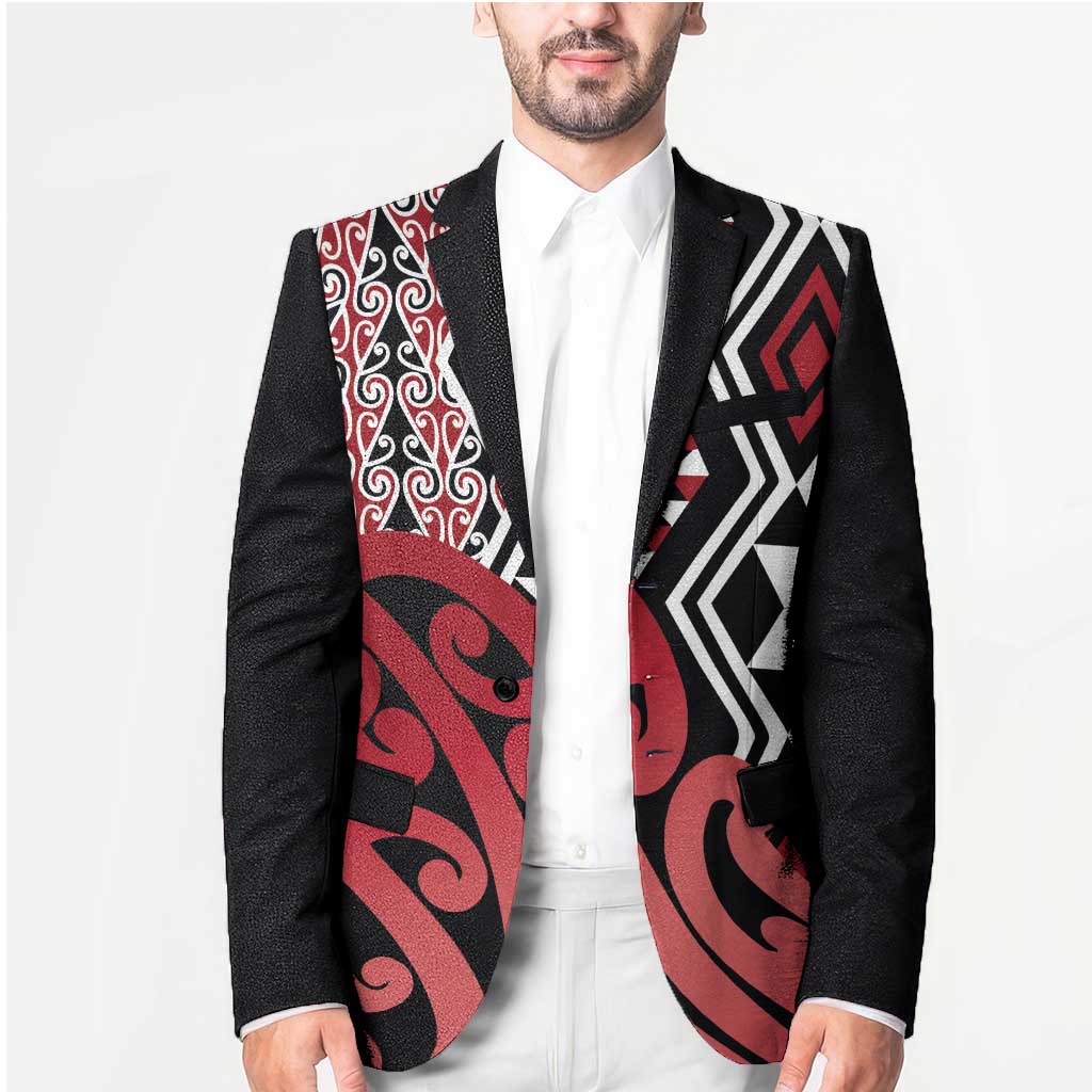 New Zealand Blazer Aotearoa Kowhaiwhai Mix Taniko Art - Red - Aussie Hoodie
