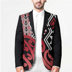 New Zealand Blazer Aotearoa Kowhaiwhai Mix Taniko Art - Red - Aussie Hoodie
