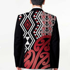 New Zealand Blazer Aotearoa Kowhaiwhai Mix Taniko Art - Red - Aussie Hoodie