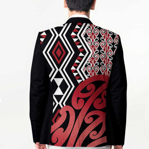 New Zealand Blazer Aotearoa Kowhaiwhai Mix Taniko Art - Red - Aussie Hoodie