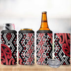 New Zealand 4 in 1 Can Cooler Tumbler Aotearoa Kowhaiwhai Mix Taniko Art - Red