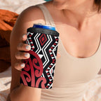 New Zealand 4 in 1 Can Cooler Tumbler Aotearoa Kowhaiwhai Mix Taniko Art - Red