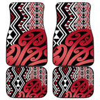 New Zealand Car Mats Aotearoa Kowhaiwhai Mix Taniko Art - Red