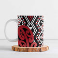 New Zealand Ceramic Mug Aotearoa Kowhaiwhai Mix Taniko Art - Red - Aussie Hoodie
