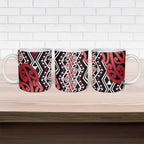 New Zealand Ceramic Mug Aotearoa Kowhaiwhai Mix Taniko Art - Red - Aussie Hoodie
