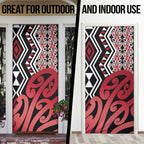 New Zealand Door Cover Aotearoa Kowhaiwhai Mix Taniko Art - Red - Aussie Hoodie