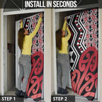 New Zealand Door Cover Aotearoa Kowhaiwhai Mix Taniko Art - Red - Aussie Hoodie