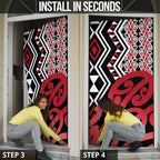 New Zealand Door Cover Aotearoa Kowhaiwhai Mix Taniko Art - Red - Aussie Hoodie