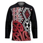 New Zealand Hockey Jersey Aotearoa Kowhaiwhai Mix Taniko Art - Red - Aussie Hoodie