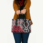 New Zealand Leather Bag Aotearoa Kowhaiwhai Mix Taniko Art - Red - Aussie Hoodie