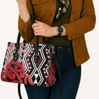 New Zealand Leather Bag Aotearoa Kowhaiwhai Mix Taniko Art - Red - Aussie Hoodie