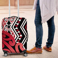 New Zealand Luggage Cover Aotearoa Kowhaiwhai Mix Taniko Art - Red