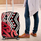 New Zealand Luggage Cover Aotearoa Kowhaiwhai Mix Taniko Art - Red