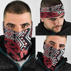 New Zealand Neck Gaiter Aotearoa Kowhaiwhai Mix Taniko Art - Red - Aussie Hoodie