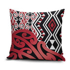 New Zealand Pillow Cover Aotearoa Kowhaiwhai Mix Taniko Art - Red - Aussie Hoodie