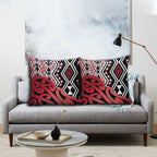New Zealand Pillow Cover Aotearoa Kowhaiwhai Mix Taniko Art - Red - Aussie Hoodie