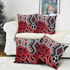 New Zealand Pillow Cover Aotearoa Kowhaiwhai Mix Taniko Art - Red - Aussie Hoodie