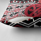 New Zealand Pillow Cover Aotearoa Kowhaiwhai Mix Taniko Art - Red - Aussie Hoodie