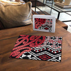 New Zealand Puzzle Aotearoa Kowhaiwhai Mix Taniko Art - Red - Aussie Hoodie