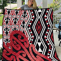 New Zealand Quilt Aotearoa Kowhaiwhai Mix Taniko Art - Red