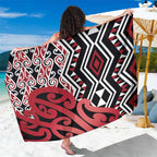 New Zealand Sarong Aotearoa Kowhaiwhai Mix Taniko Art - Red