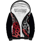 New Zealand Sherpa Hoodie Aotearoa Kowhaiwhai Mix Taniko Art - Red